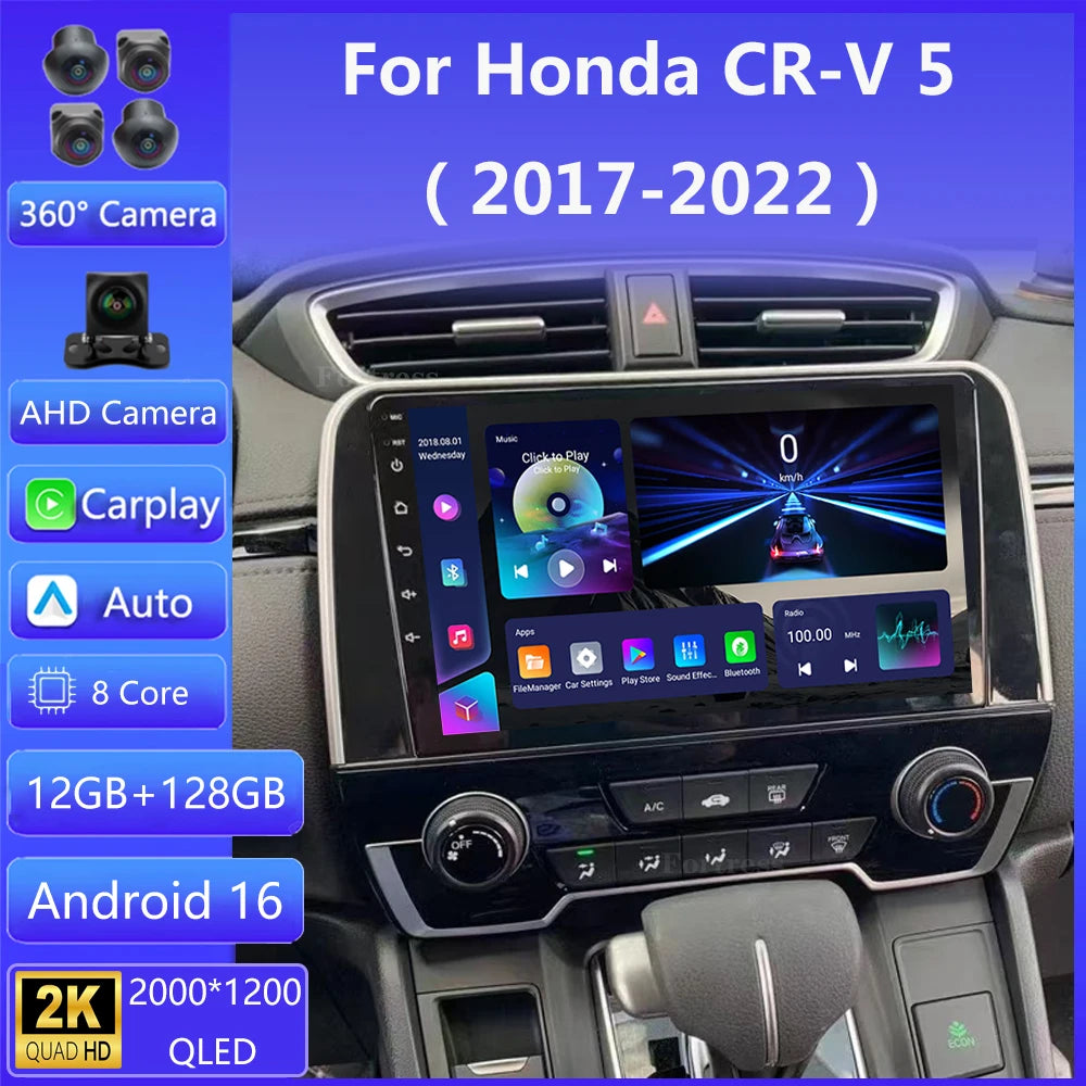 Android 16 For Honda CRV CR-V 5 RT RW 2017 Car Radio Multimedia Video Player Navigation st