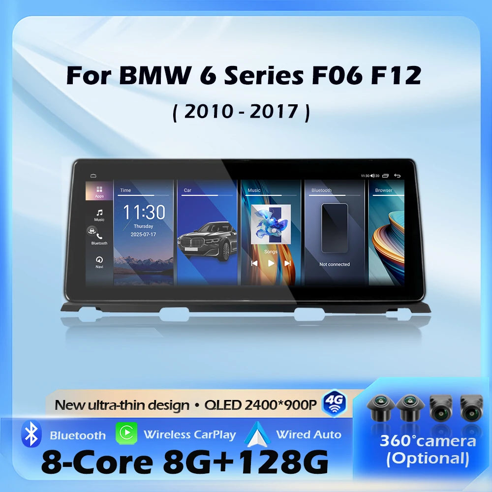 For BMW 6 Series F06 F12 2010 - 2017 CIC NBT EVO System Android 16 Wireless CarPlay Car Ra