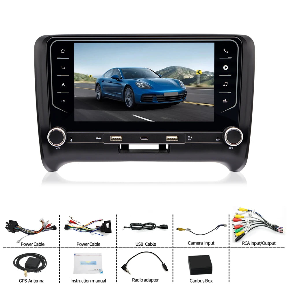 7" Android Car Radio GPS for Audi TT 2008-2014 Type-C Wireless CarPlay Android Auto Bluetooth Steering Control - 2GB 64G