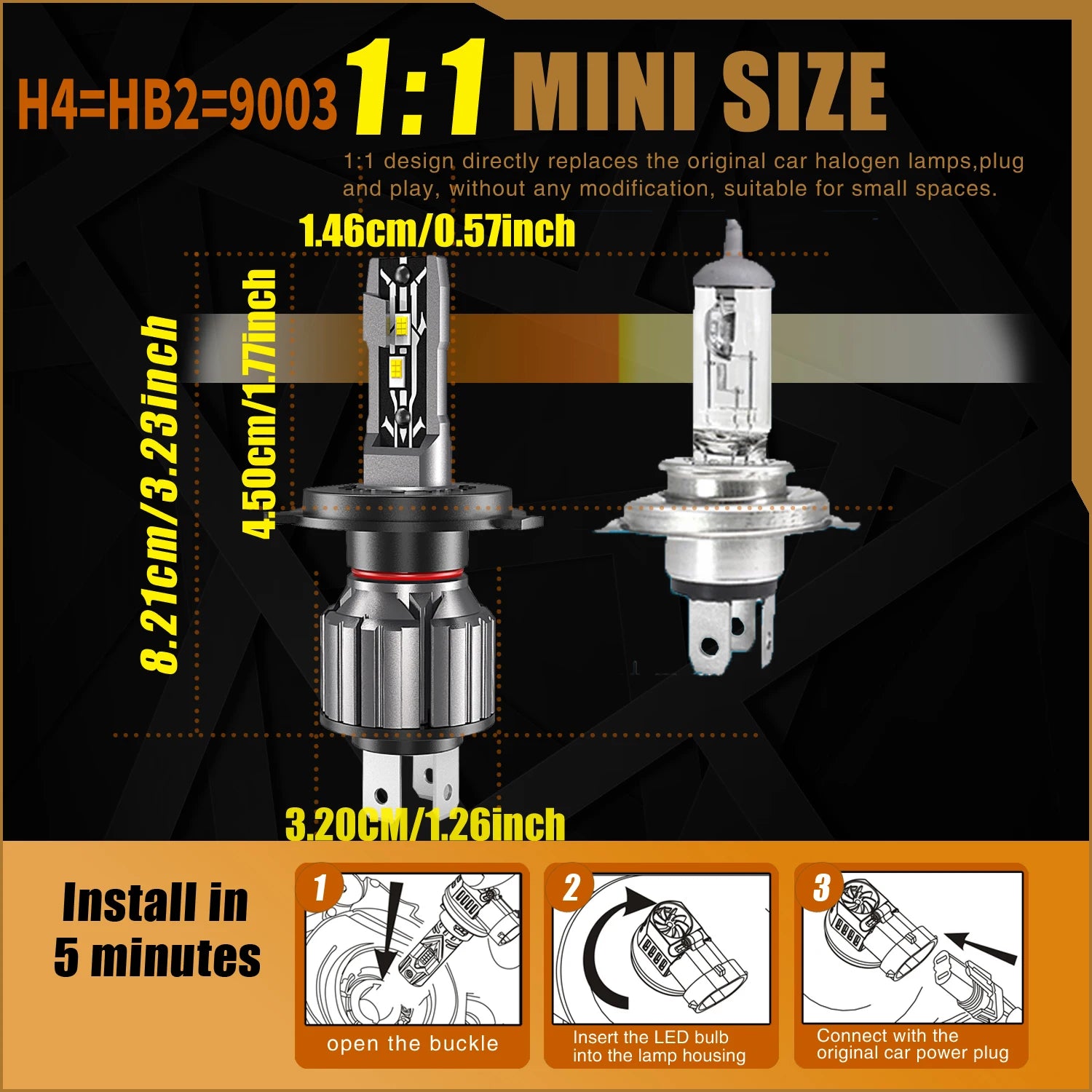 H4 Led Headlight Canbus No Error HB2 9003 Car Bulb High Power White Light Diode Lamp 12v 5