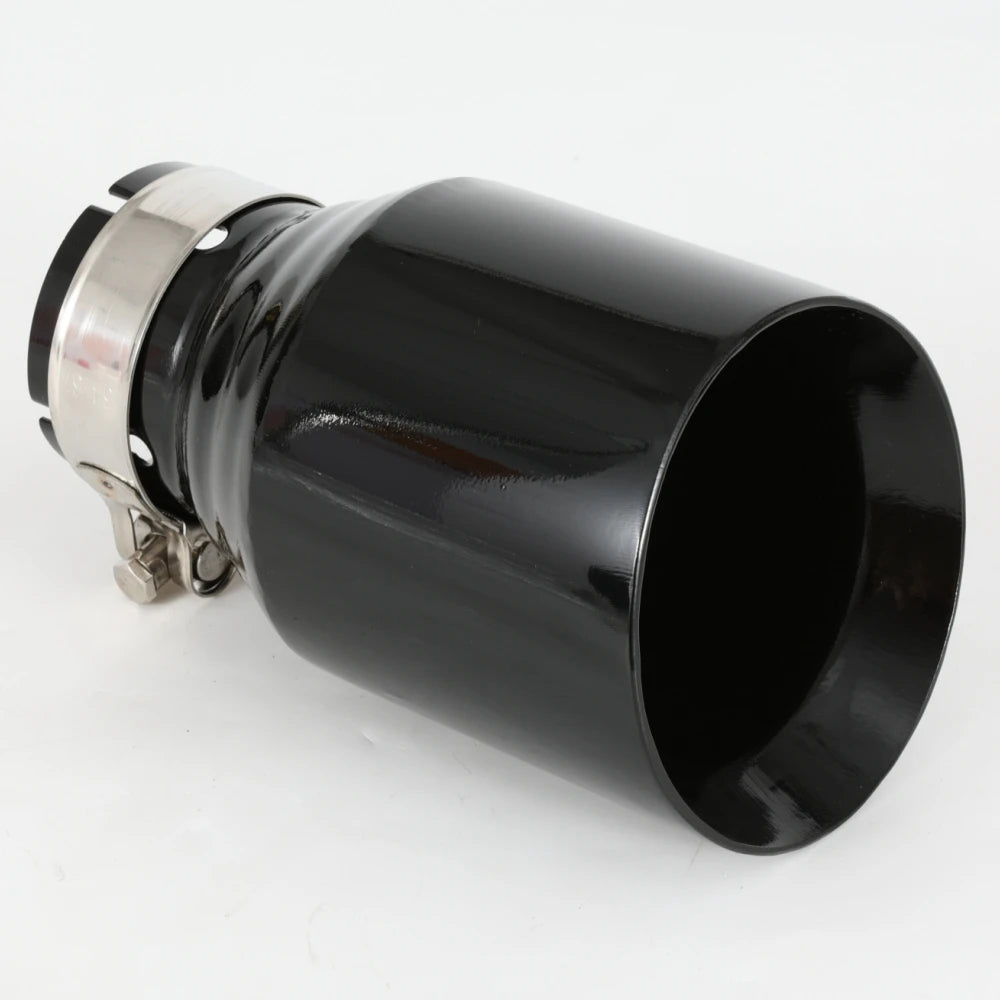 1 PC Car Modified Stainless Steel Glossy Black Exhaust Pipe Universal Bevel Edeg Shiny Muffler T - Automotive LED Light