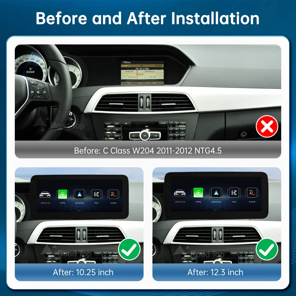 Linux Touch Screen Car Multimedia Dispaly For Mercedes-Benz C Class W204 S204 2011-2014 NT | AUTOKITSHOP