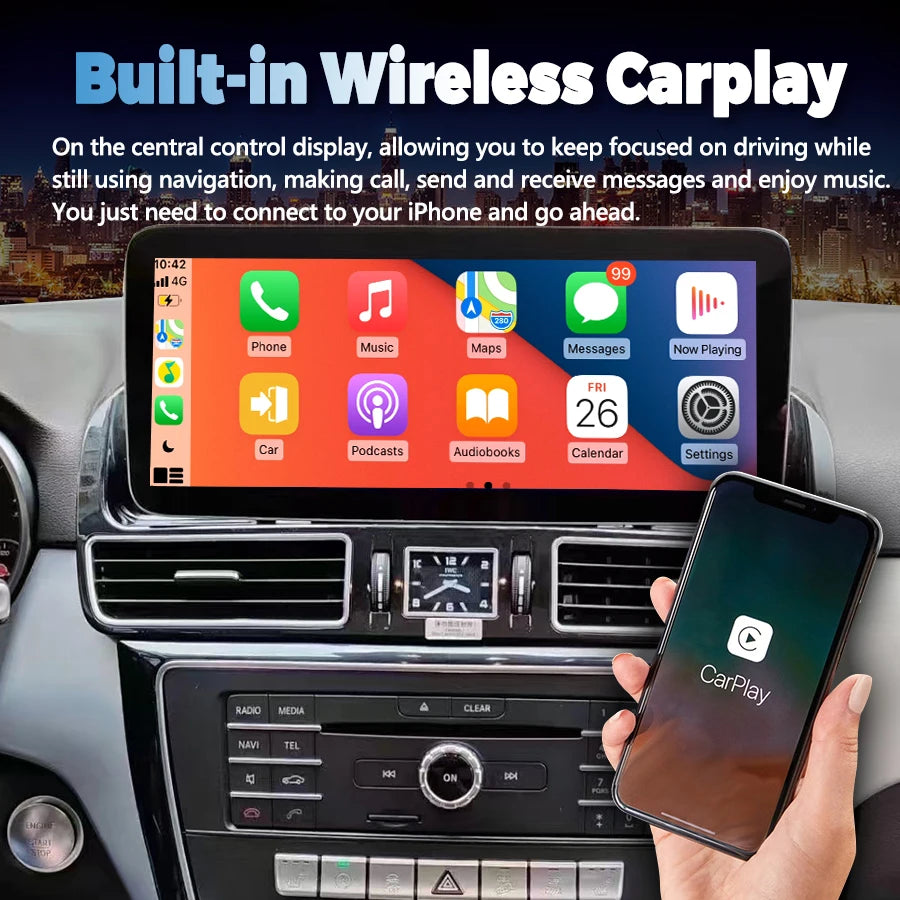 Android Wireless Auto Radio CarPlay For Mercedes Benz ML GL GLE GLS W166 W167 C292 Car Mul