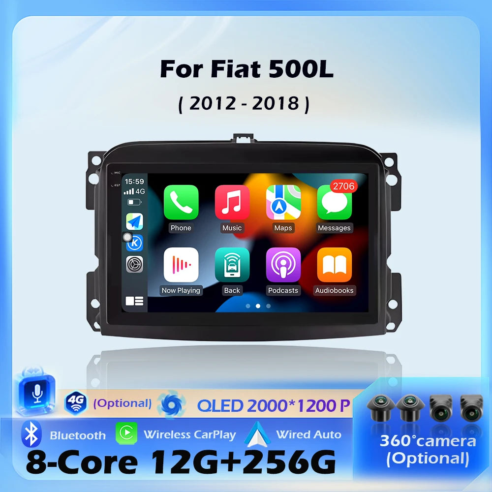 10inch Android 16 For Ford Fiat 500L 2012 - 2018 Wireless CarPlay Car Multimedia Player Na