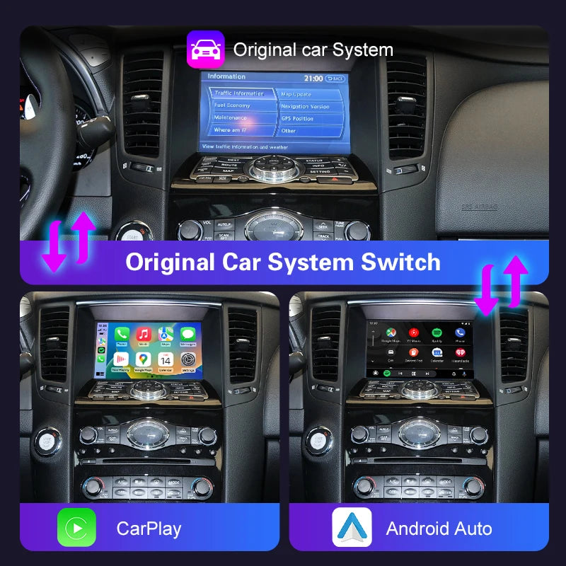 Wireless CarPlay Android Auto for Infiniti QX60 QX70 Q70 Mirror Aftermarket CarPlay Upgrad