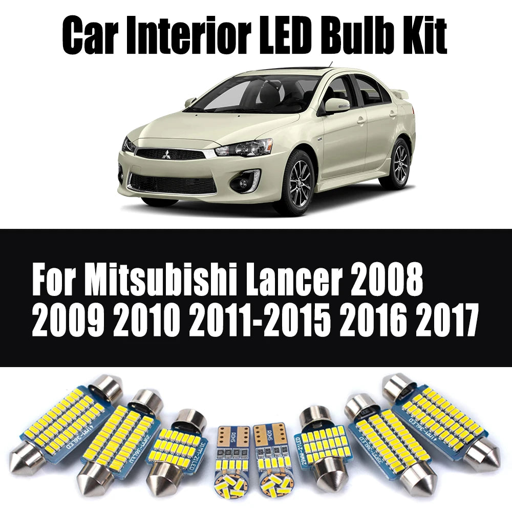 8-Piece LED Interior Light Kit for Mitsubishi Lancer 2008-2014 - Canbus Dome Map Door Trunk Bulbs | AUTOKITSHOP