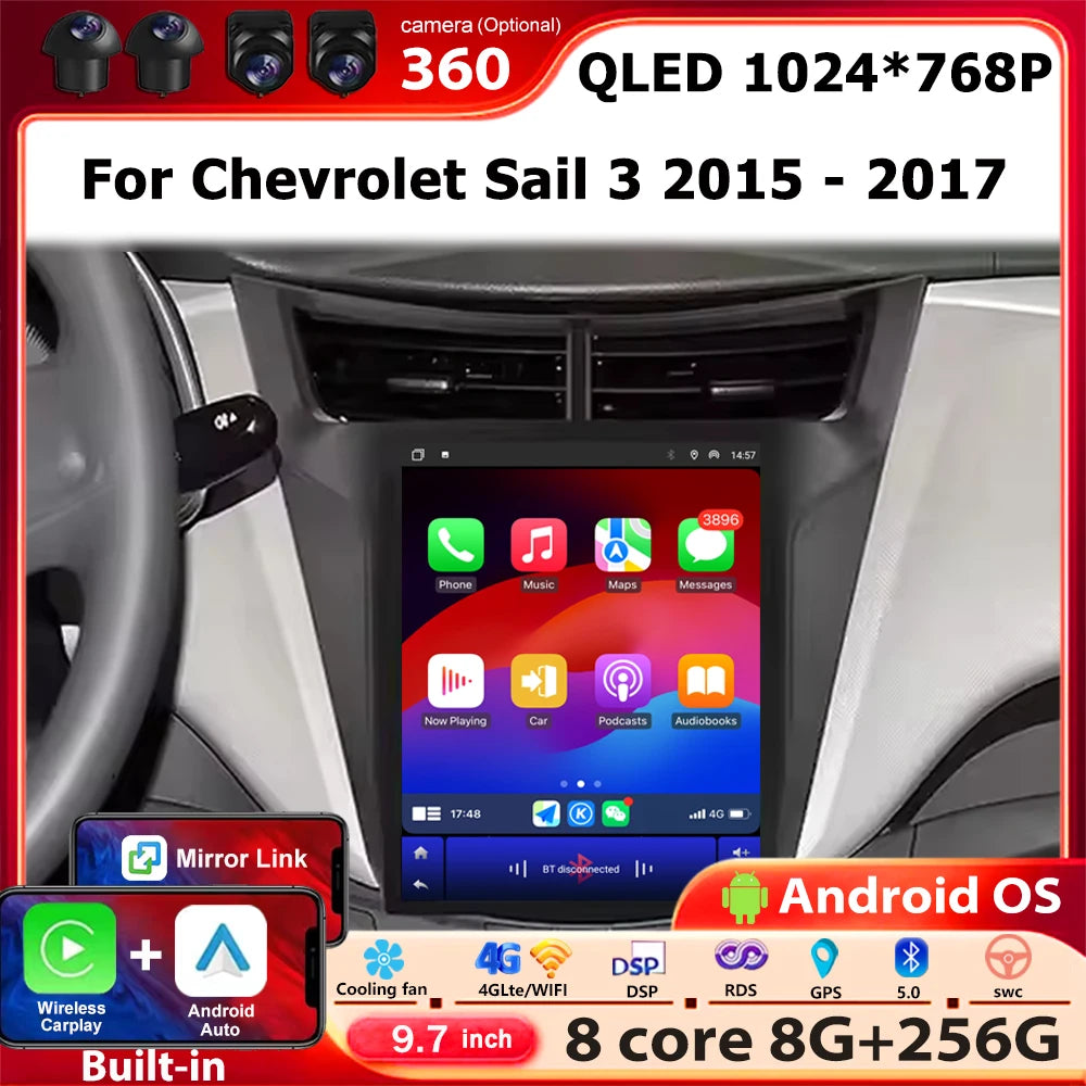 Wireless Carplay For Chevrolet Sail 3 2015 2016 - 2017 Android 16 Auto Car Radio Multimedi