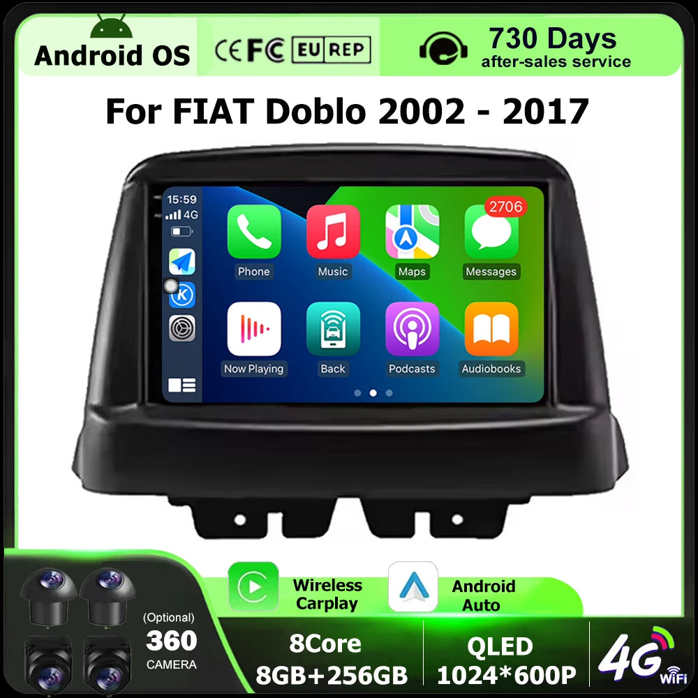 7 Inch For FIAT Doblo 2002-2017 Android Auto Car Radio Multimedia Video Player Stereo GPS