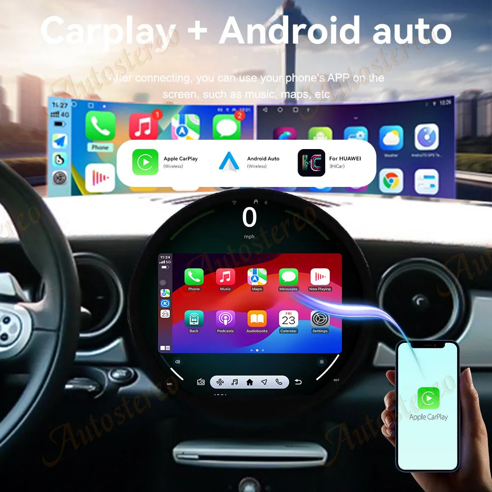 11.7 Inch HD Screen CarPlay Android 14 For BMW mini 2007-2011 Car Radio Multimedia Player