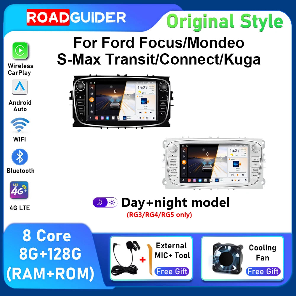 8+128 GPS Navigation 7" Screen For Fiat Focus 2008 - 2011 Android 14 Car Stereo Radio Mult