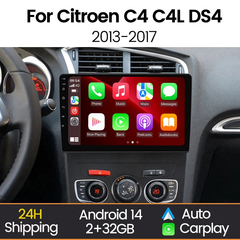 10inch Android 14 Car Radio for Citroen C4 C4L DS4 2013-2016 Carplay Multimedia Player 2 D | AUTOKITSHOP