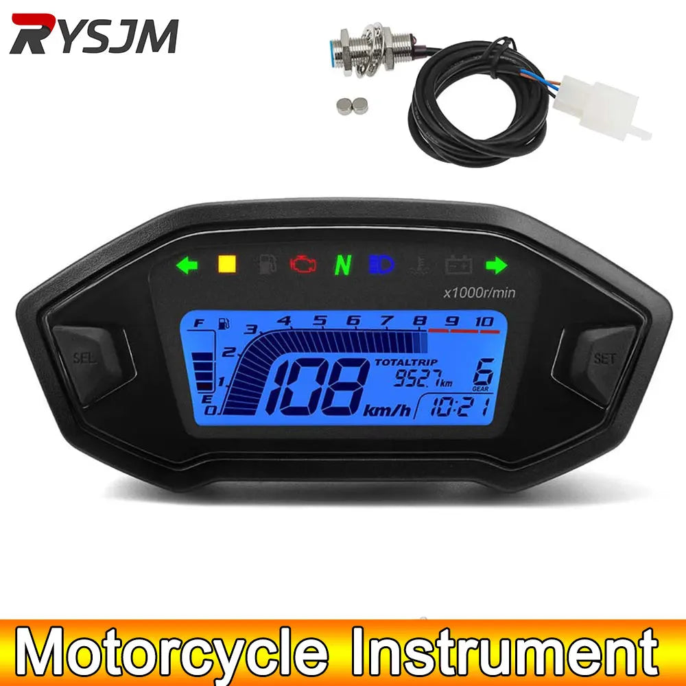 AD Motorcycle Instrument + Sensor Tachometer 10000 RPM Meter Dashboard Odometer KMH Speedometer  - Automotive LED Light