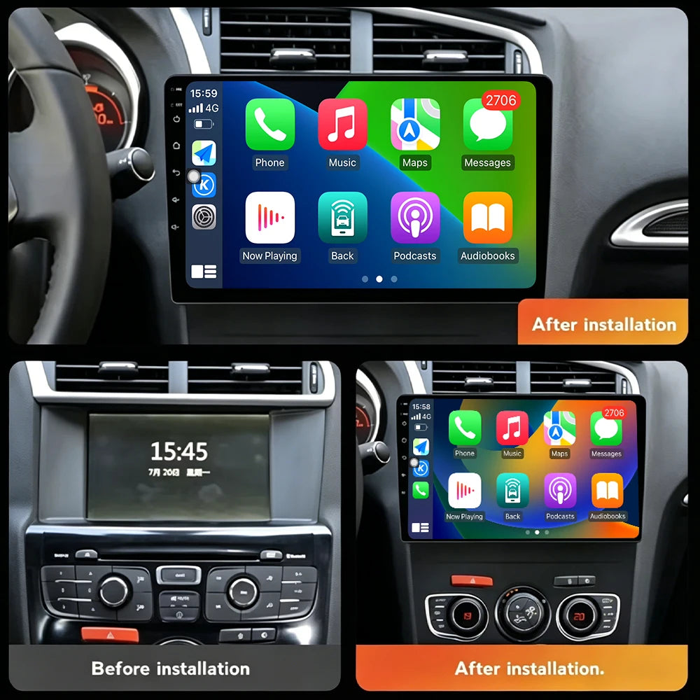 For Citroen C4 C4L 2013-2017 Intelligent System Wireless Carplay IPS QLED Touch Screen Coo