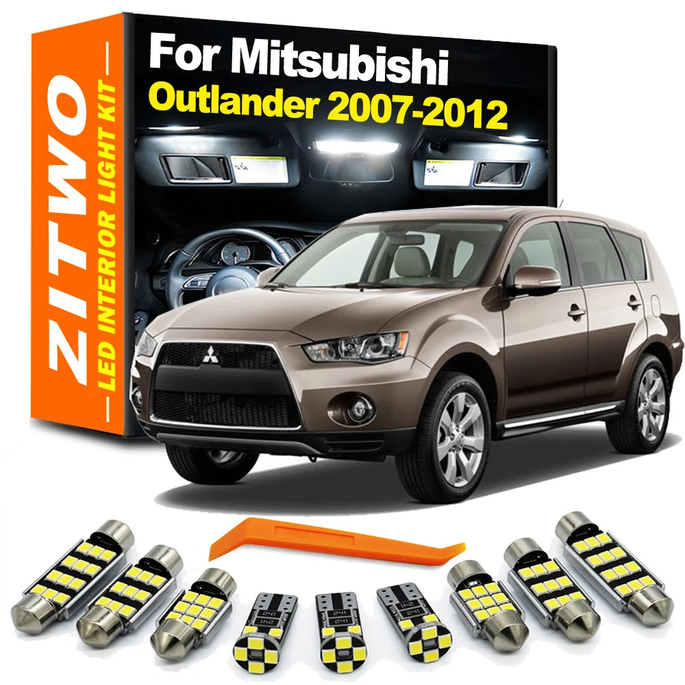 ZITWO 11Pcs LED Interior Light Plate Trunk Lamp Kit For Mitsubishi Outlander 2 MK2 II 2007 2008 2009 2010 2011 2012  LED Bulb