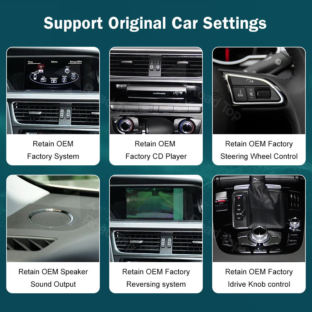 RoadTop 8.9 12.3 Inch Wireless CarPlay Multimedia Ultra-thin Screen Android Auto For Audi