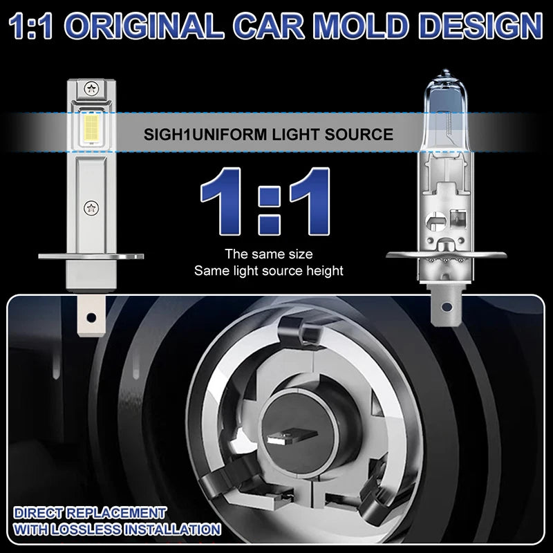 3800000LM 3500W H1 LED Headlight 3000K 6000K 1:1 Fanless Mini Car Headlamp Plug&Play 16PCS