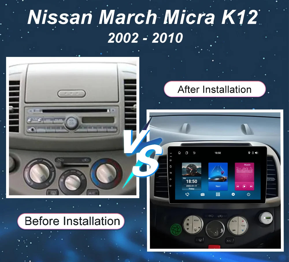 Android 16 For Nissan March Micra K12 2002 - 2010 Auto Radio Stereo GPS Navigation Multimi
