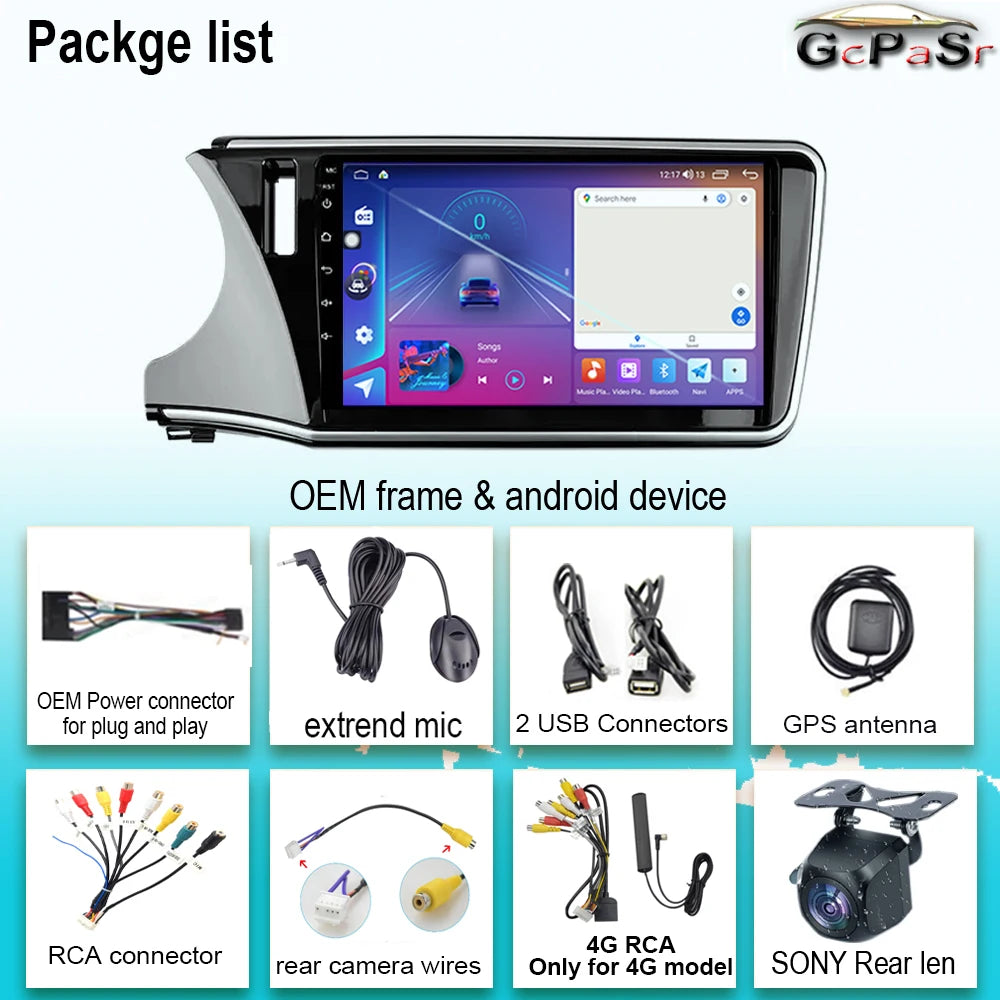 Car Video Player For Honda City 2014 - 2017 Android Auto Radio Multimedia Stereo GPS Navig