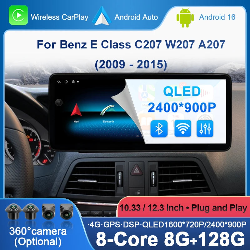 Android 16 for Benz E Class C207 W207 A207 2009-2015 Navigation GPS Car Radio Video Multim