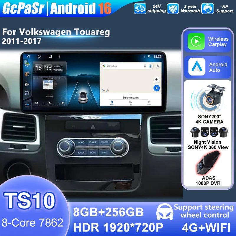 12.3" Android Carplay Car Radio Volkswagen Touareg 2011 - 2017 Car Navigation Multimedia P