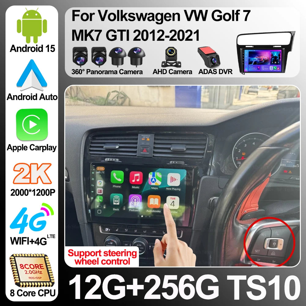 Ainavi Car Radio For Volkswagen Vw Golf 7 Mk7 Gti 2012-2021 Android Auto Multimedia Gps Wi | AUTOKITSHOP