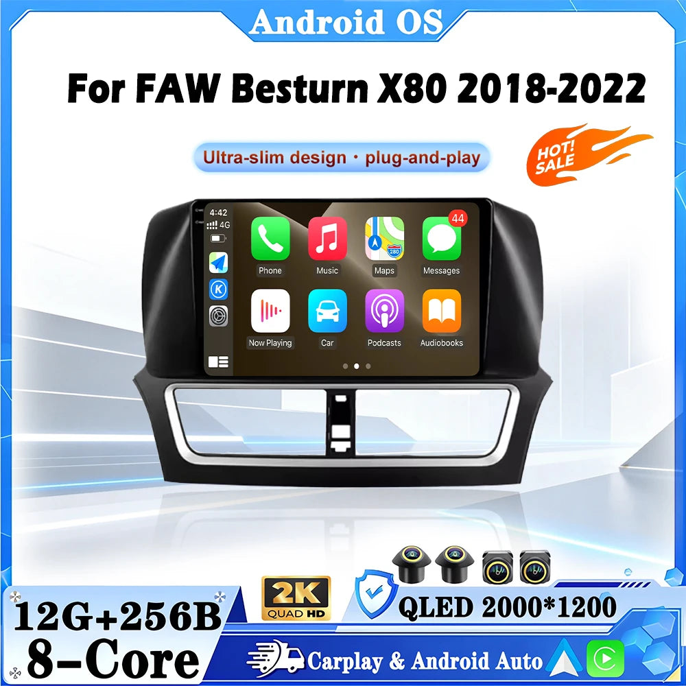 9 Inch Android 16 Car Radio For FAW Besturn X80 2018-2022 Stereo Receiver GPS Navigation D