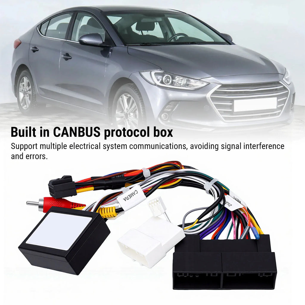 16pin Car Radio Stereo Power Wiring Harness and Canbus Box Replacement for Elantra 2016-2018 Car - Automotive LED Light