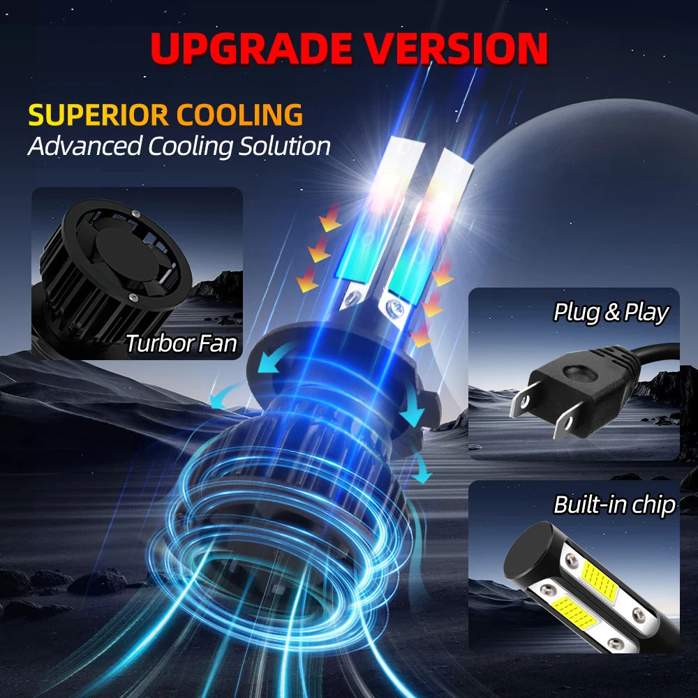 2/4Pcs 6000K Auto LED Lamp 4Side Chip Car Headlight HB3 H7 Light Bulbs 180W For Subaru Out