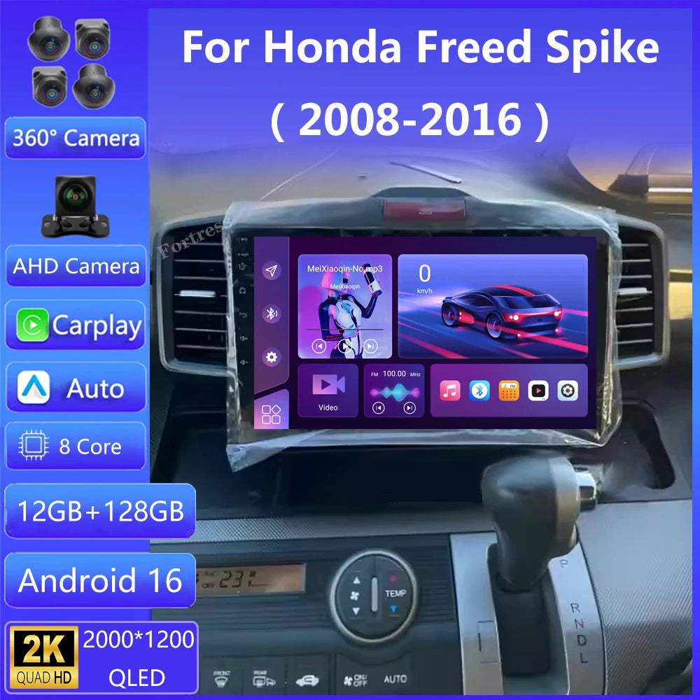 Car Radio Android 16 For Honda Freed Spike 2008-2016 360 Camera WIFI+ 4G LTE Carplay 9/10