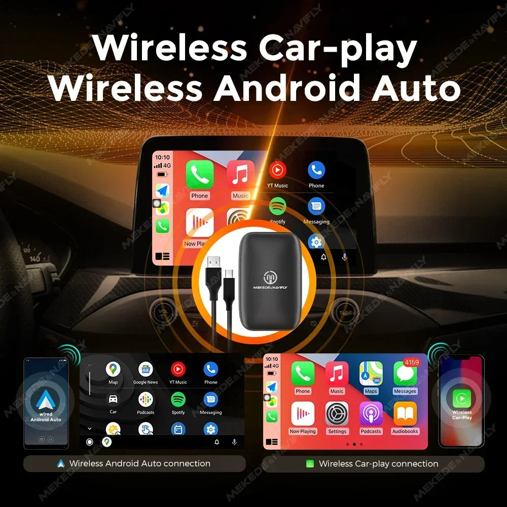 Wired To Wireless CarPlay Android Auto Ai Box for Netflix TV YouTube for Ford Toyota Volvo | AUTOKITSHOP