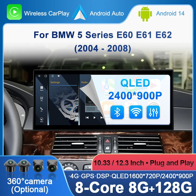 Android 14 For BMW 5 Series E60 E61 E62 2005-2008 CCC Navi GPS Car Radio Video Multimedia