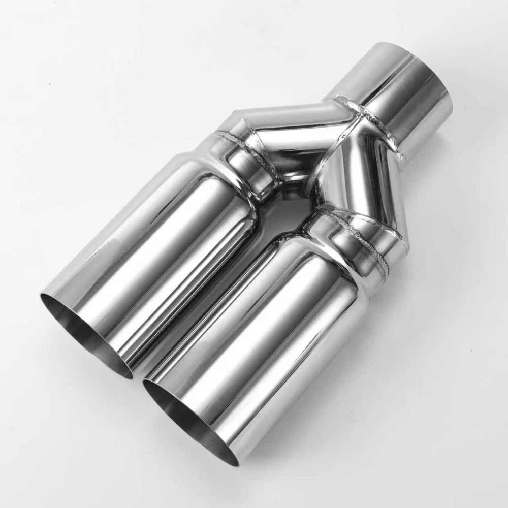 1Pcs Universal Exhaust Tip Car modify Double Outlet Exhaust Pipe Nozzle Decoration Stainless tai - Automotive LED Light