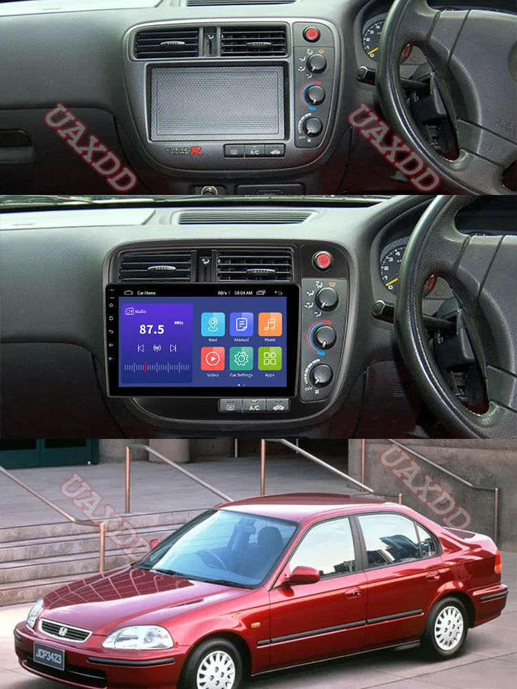 For 1998-2000 Honda Civic 9inch Player Radio Multimedia Android Stereo Harness Screens Das