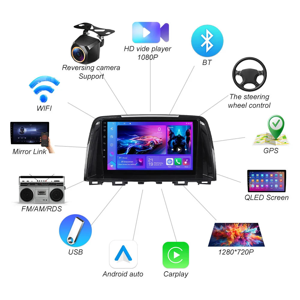 Android 16 For Mazda 6 Gj Atenza 2012 2013 2014 2015 2016 2017 Carplay Car Multimedia Car  | AUTOKITSHOP