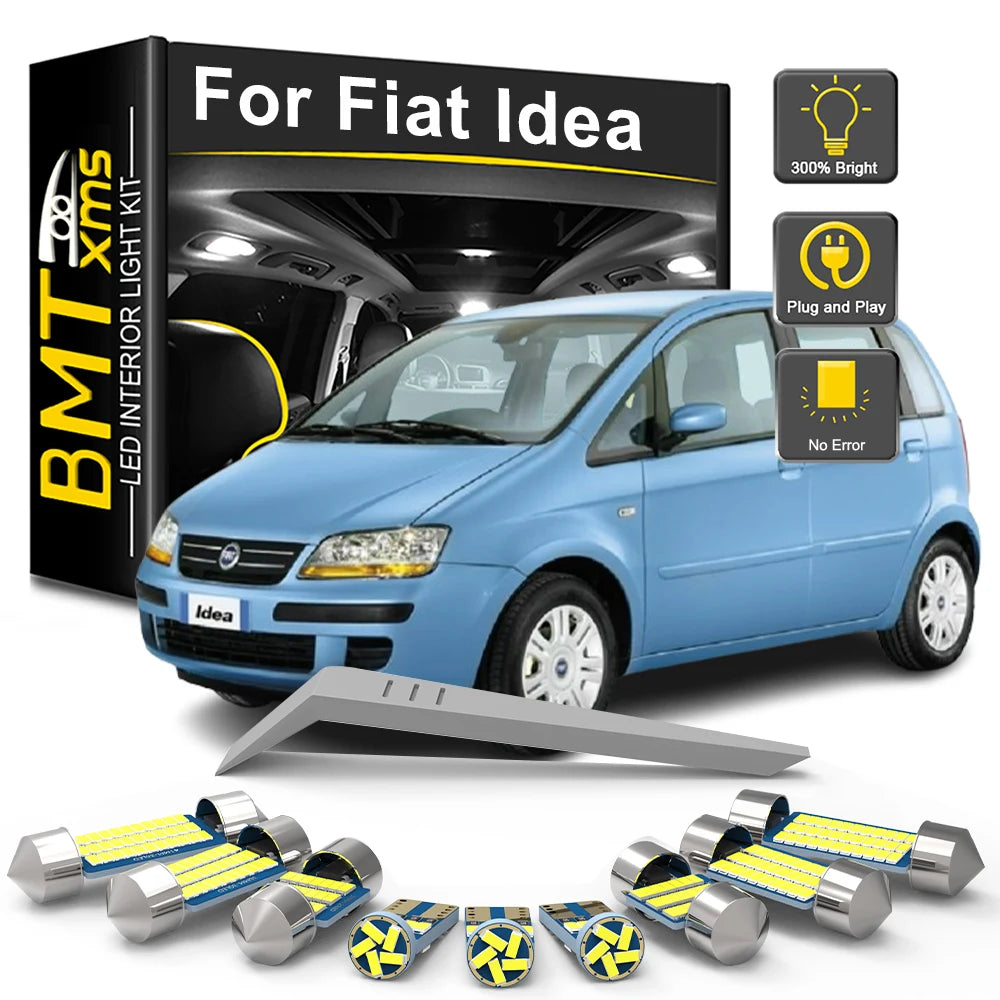 10-Piece LED Interior Light Kit for Fiat Idea 2003-2008 - Canbus Dome Map Door Trunk Bulbs | AUTOKITSHOP