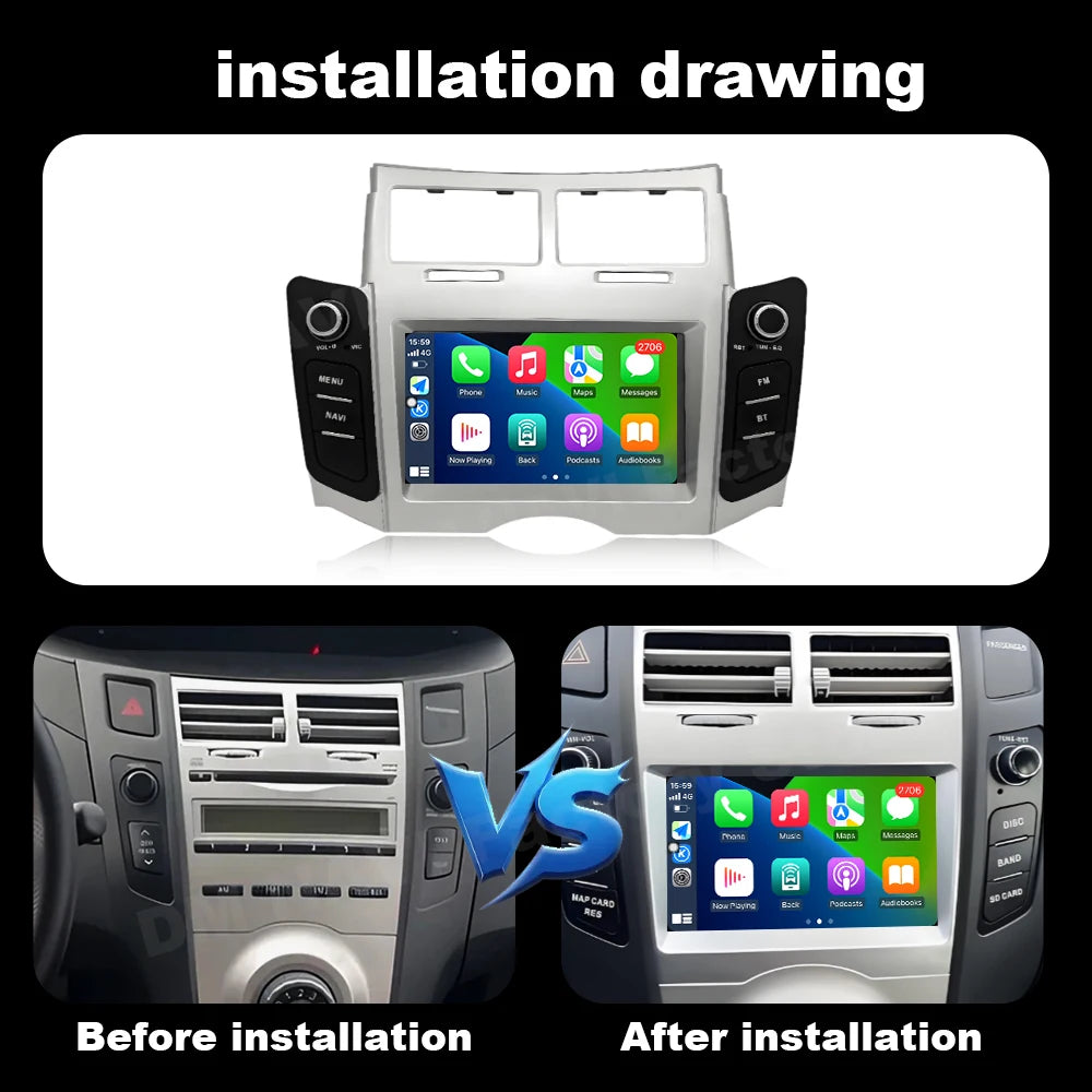 6.2'' Android OS Car Radio Multimedia Touch Display for Toyota Yaris XP90 Vitz Platz 2005