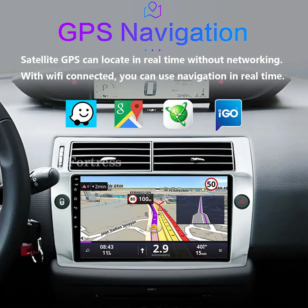 Android 16 For Citroen C4 C-Triomphe Quatre 2004-2014 Navigation GPS Multimedia Car Radio