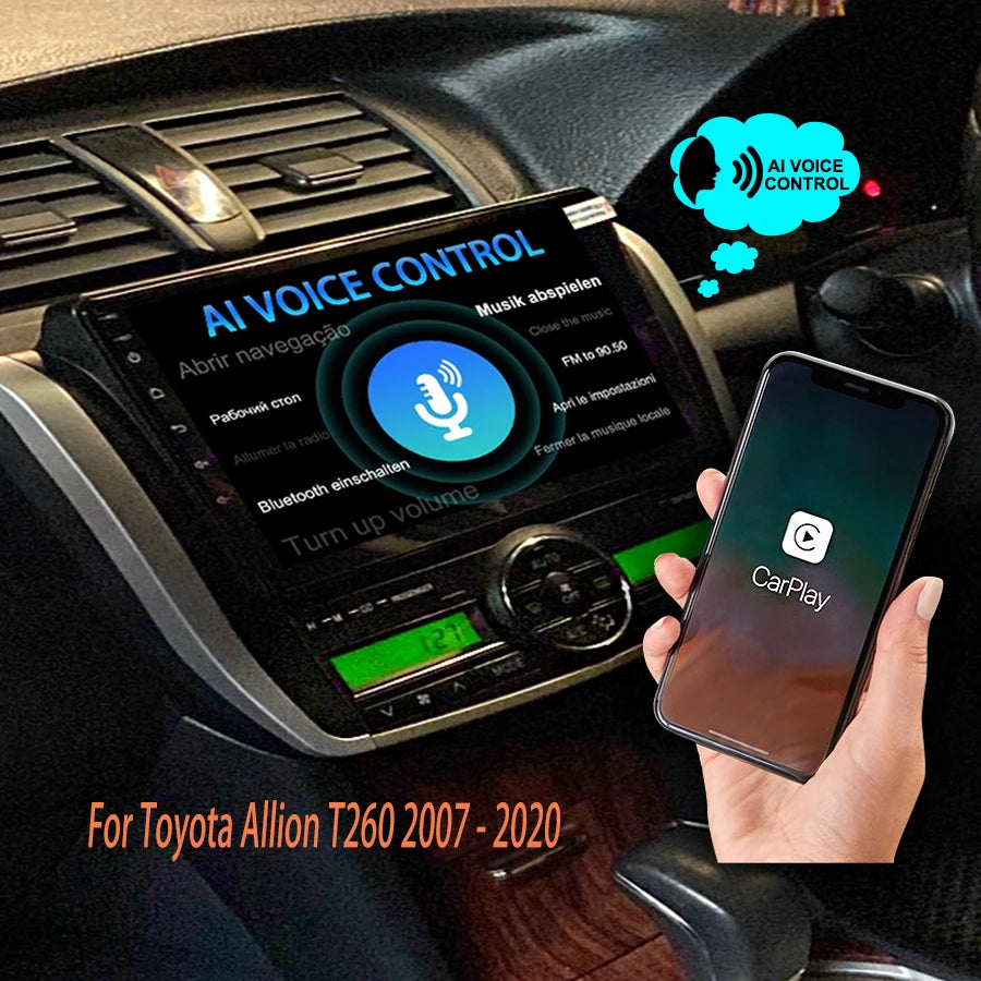 AI Voice Android 14 big screen Car Video Player Radio Upgrade For Toyota Allion T260 2007-