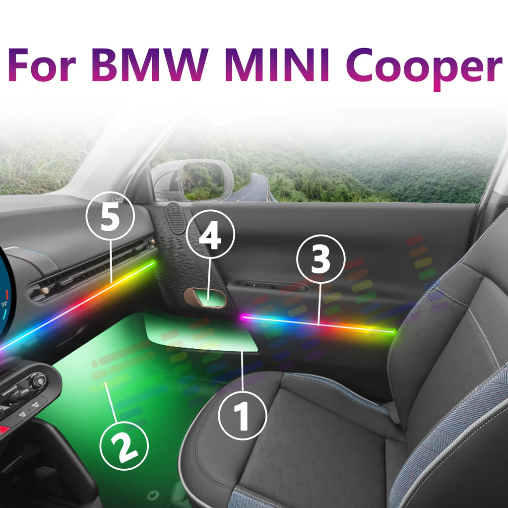 For BMW MINI Cooper Premium Concealed Car Interior Ambient Strips RGB APP-operated Full-sp | AUTOKITSHOP