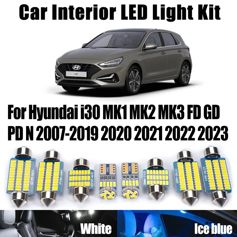 LED Interior Light Kit for Hyundai i30 MK1 MK2 MK3 FD GD PD N 2007- 2021 - Canbus Dome Map Door Trunk Bulbs | AUTOKIT...