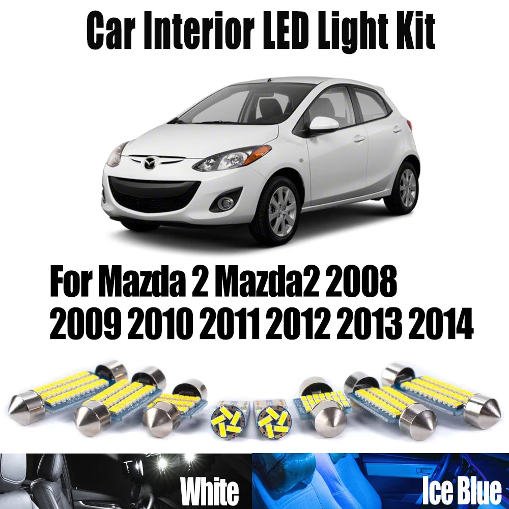 9-Piece LED Interior Light Kit for Mazda 2 Mazda2 - Canbus Error-Free Bulbs | AUTOKITSHOP