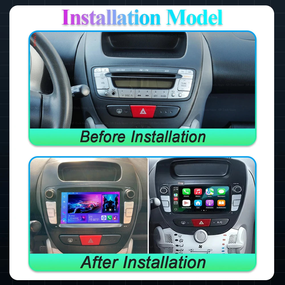 8" For Peugeot 107 Citroen C1 Toyot Aygo 2005-2014 Car Radio Android 16 Multimedia Video P | AUTOKITSHOP