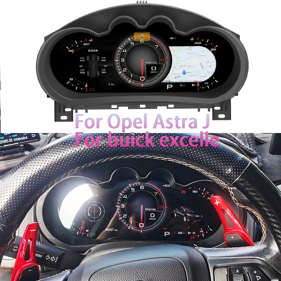 12.3" LCD Instrument Cluster For Opel Astra J For Buick Excelle 2010-2014 Virtual Cockpit