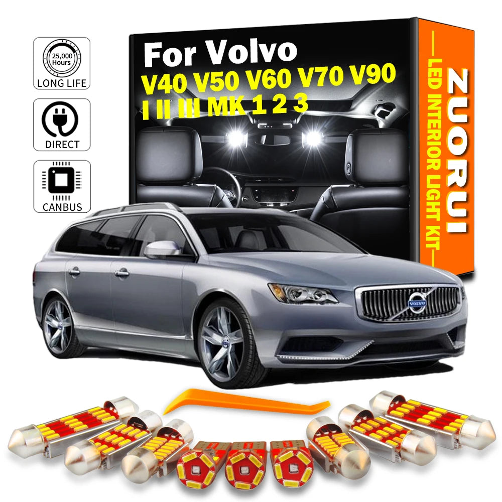 LED Interior Light Kit for Volvo V40 V50 V60 V70 V90 I II III MK 1 2 3 1995-2016 - Canbus Dome Map Door Trunk Bulbs |...