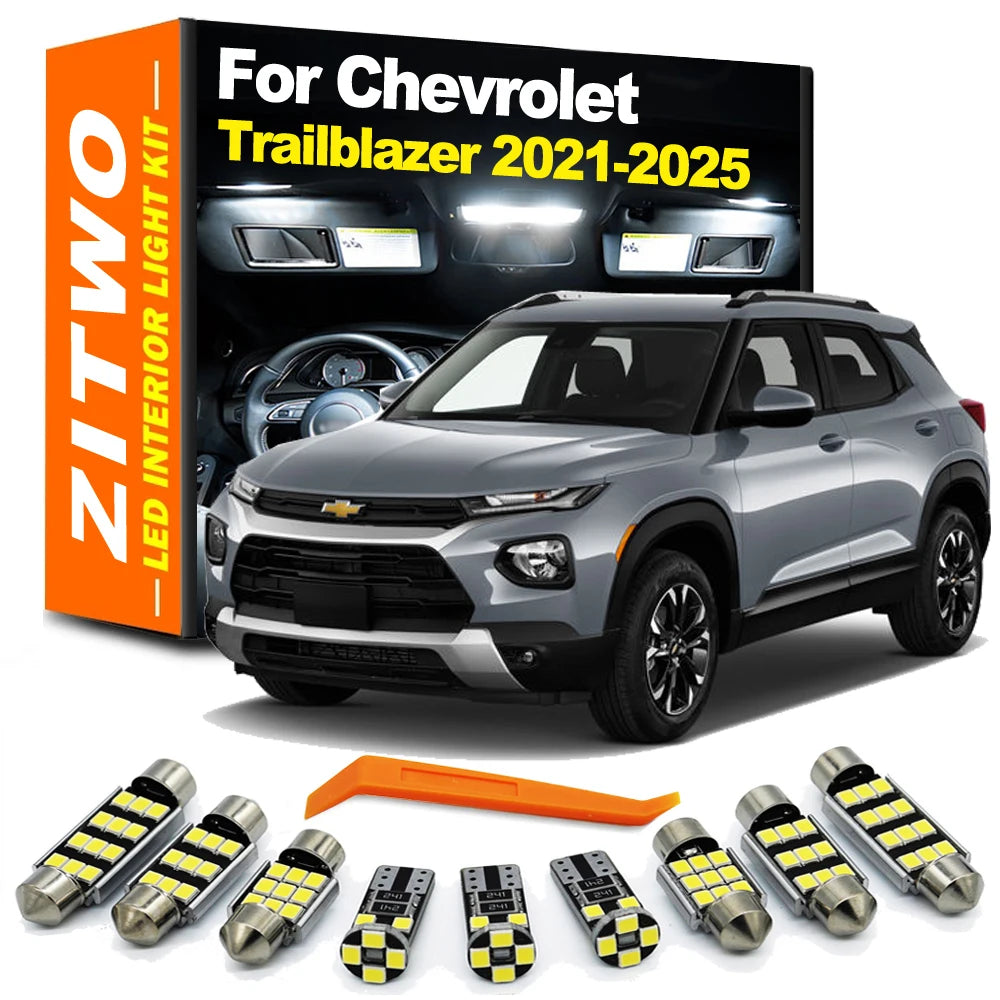 ZITWO 9Pcs For Chevrolet Chevy Trailblazer 2021 2022 2023 2024 2025 LED Interior Dome Map Light Car LED Bulb Kit Accessories