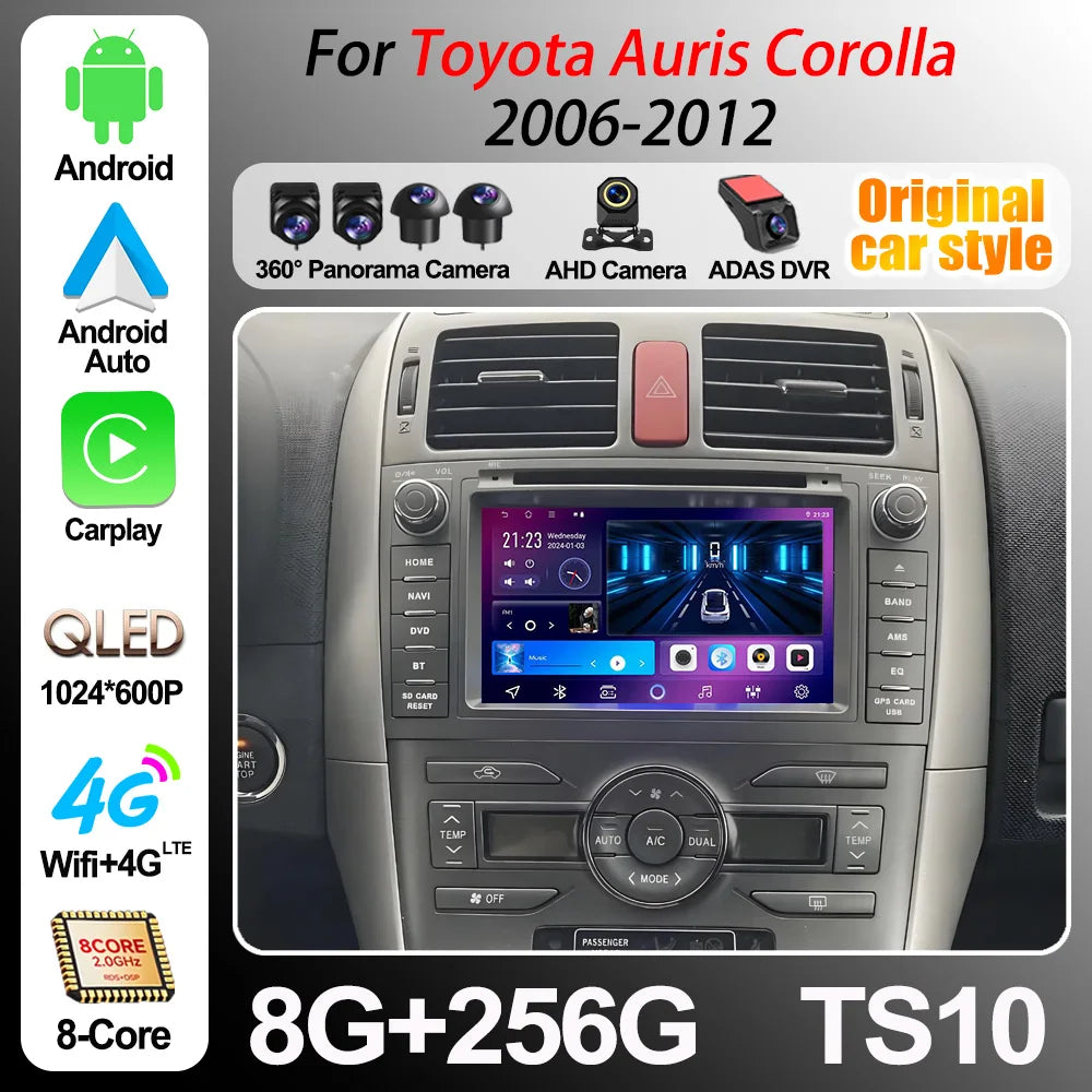 Android 16 For Toyota Auris Corolla 2006-2012 Car Radio Wireless Carplay Multimedia Video  | AUTOKITSHOP