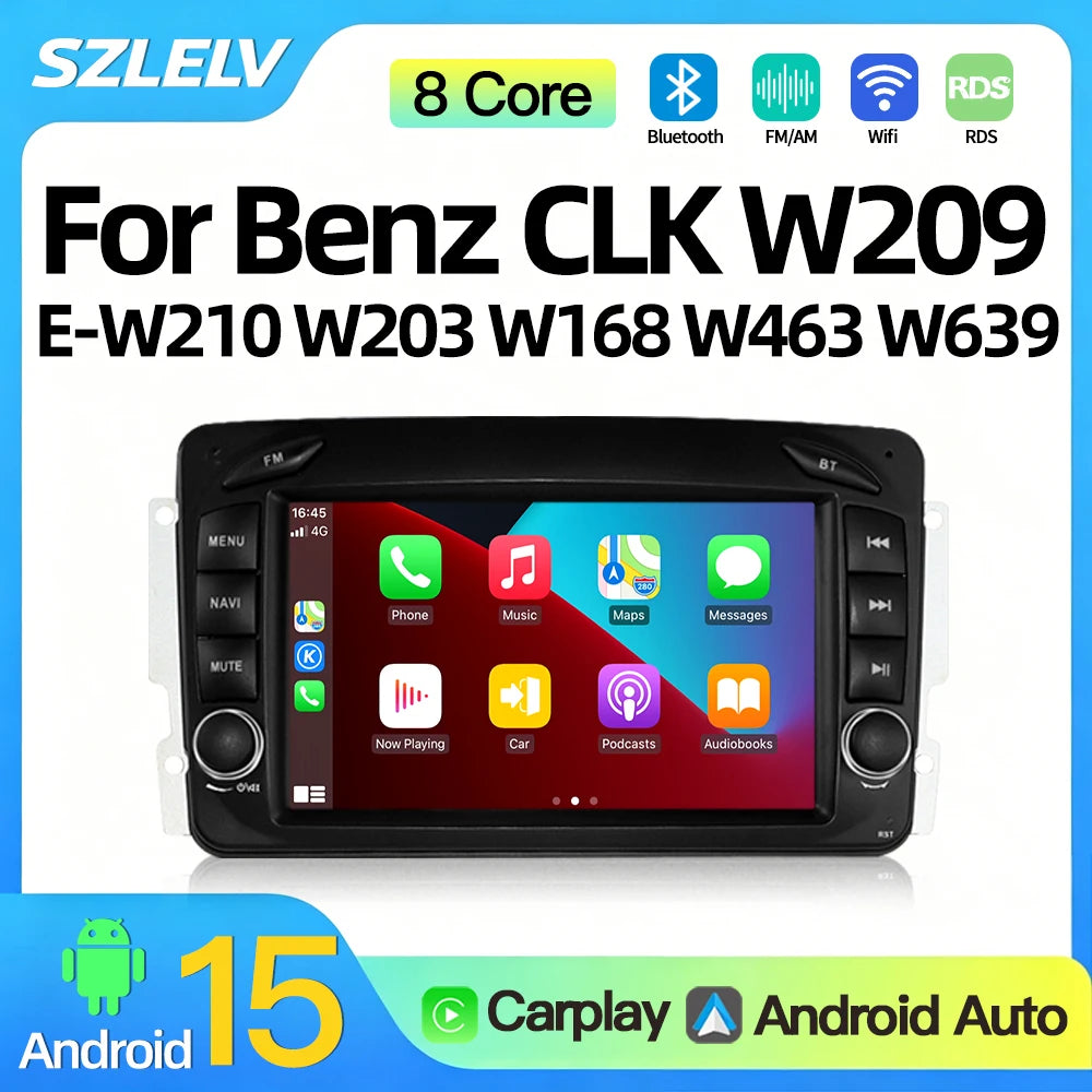 SZLELV Carplay Car Radio Player For Benz CLK W209 E-W10 C-Class W203 ML W168 G W463 Viano