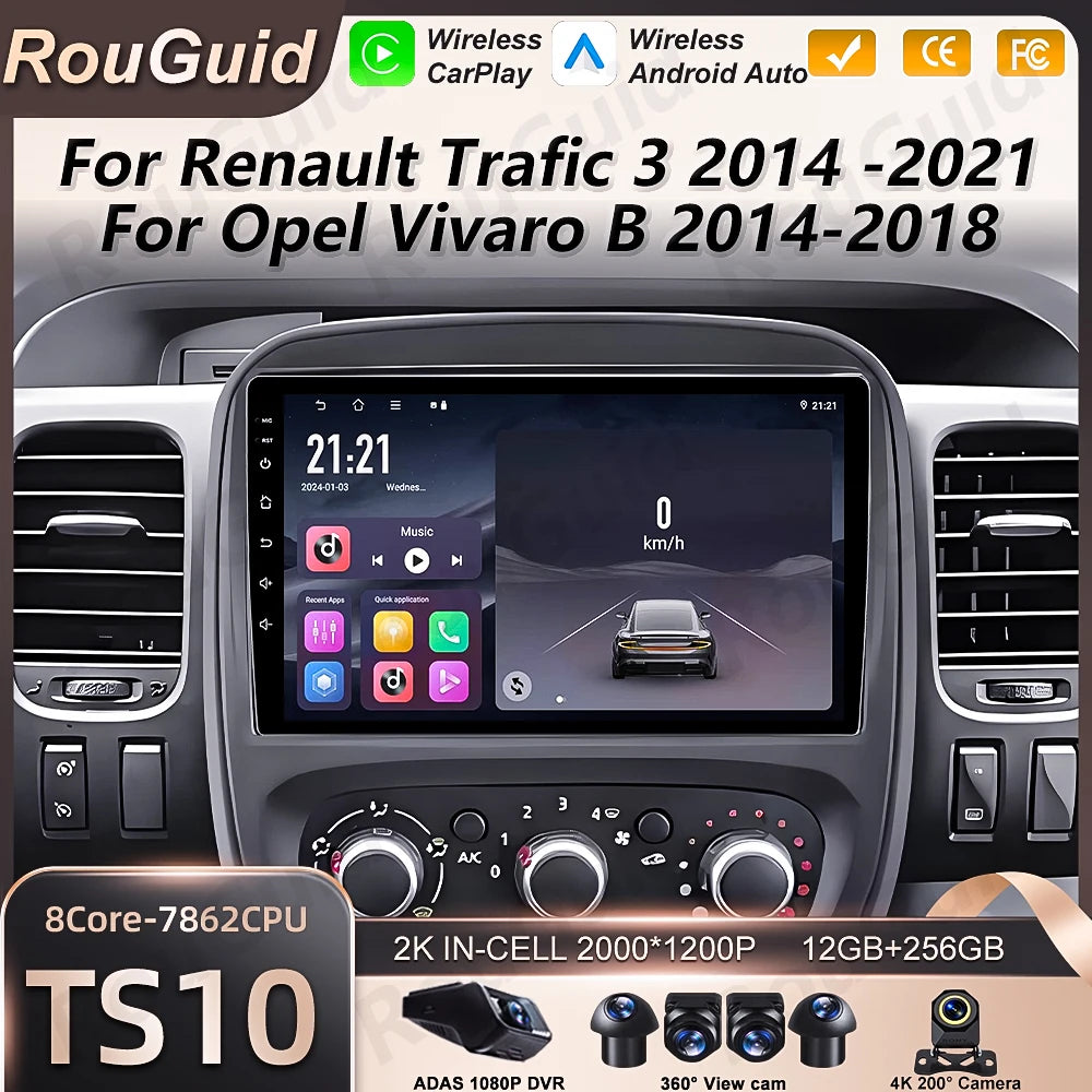 Car Radio Android 16 Carplay For Renault Trafic 3 Opel Vivaro B 2014 2015 2016 2017 2018 - | AUTOKITSHOP
