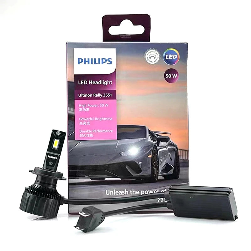 Philips LED H7 Ultinon Rally 3551 Max Power 50W 4500LM Car Headlight 6500K White LED Lamps