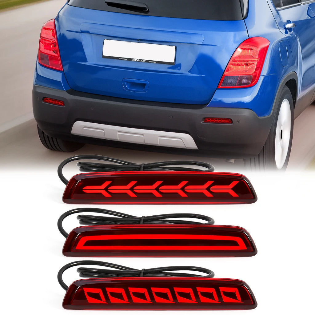 LED Rear Bumper Reflector Lights For Chevrolet Chevy Trax 2012 2013 2014 Brake Warning Dyn | AUTOKITSHOP